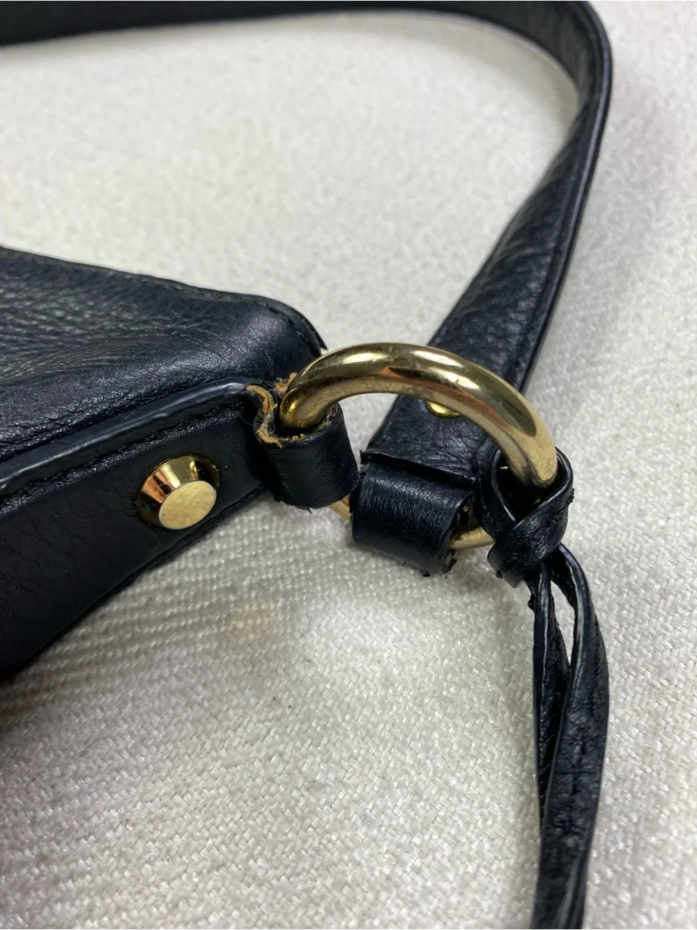 Michael Kors Black Grain Leather Hobo with Gold MK Charm
